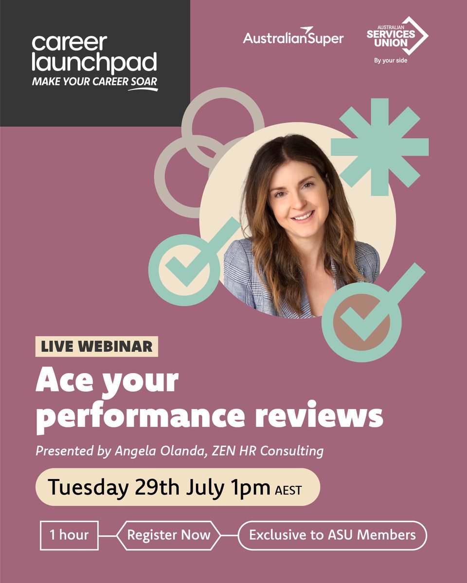 Don’t leave your next performance review to chance. Learn how to back yourself and get the recognition you deserve.

Free one-hour course for ASU members.
Register here: bit.ly/4k69llQ