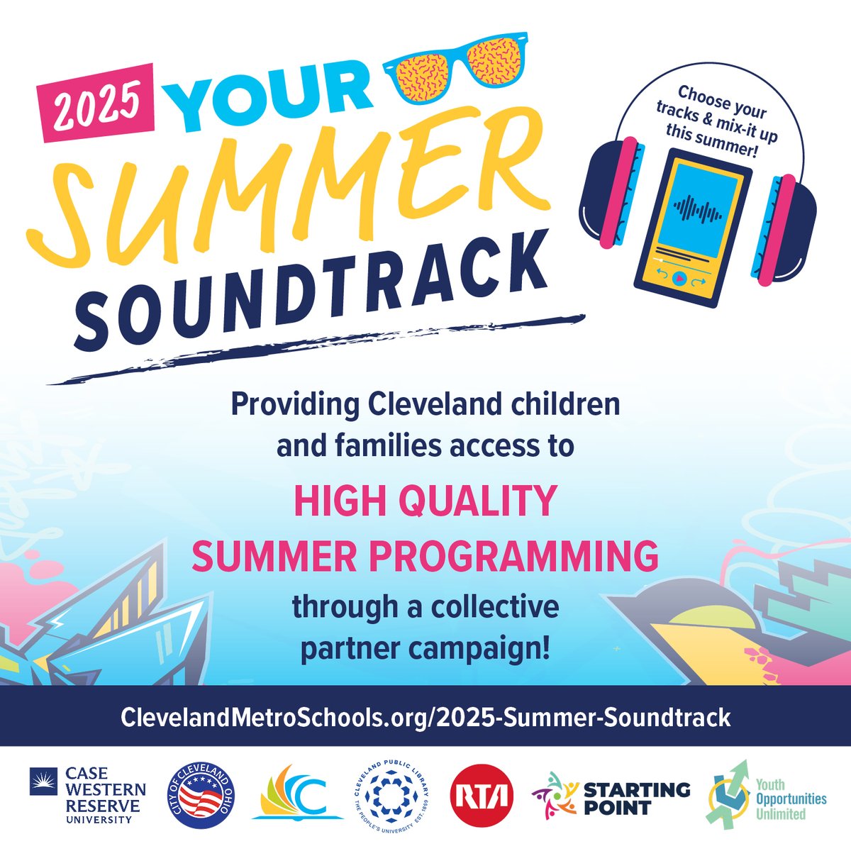 GCRTA's tweet image. Press play on Your Summer Soundtrack 2025! πΆ The City of Cleveland has FREE/low-cost summer ops for youth & families: jobs, learning, camps & more! βοΈ
Track #2 (CMSD 2025 Summer Learning) Reg NOW OPEN! Don't miss out! π
π bit.ly/45rMopH
#SummerSoundtrack2025