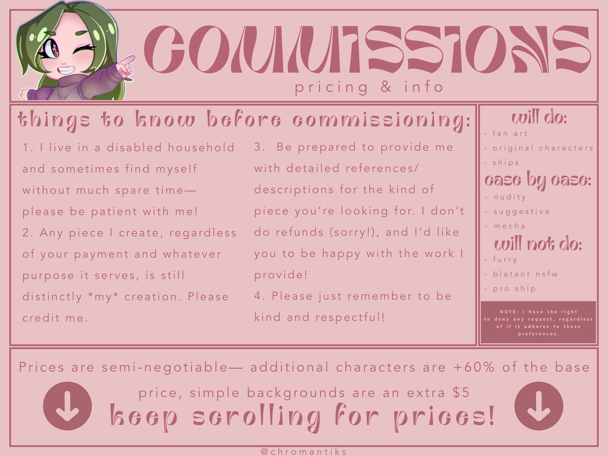 chromantiks's tweet image. Hi guys, Iβm going to repost my comm stuff here since I use Twitter more than tumblr these days #commissionsopen #commissionart