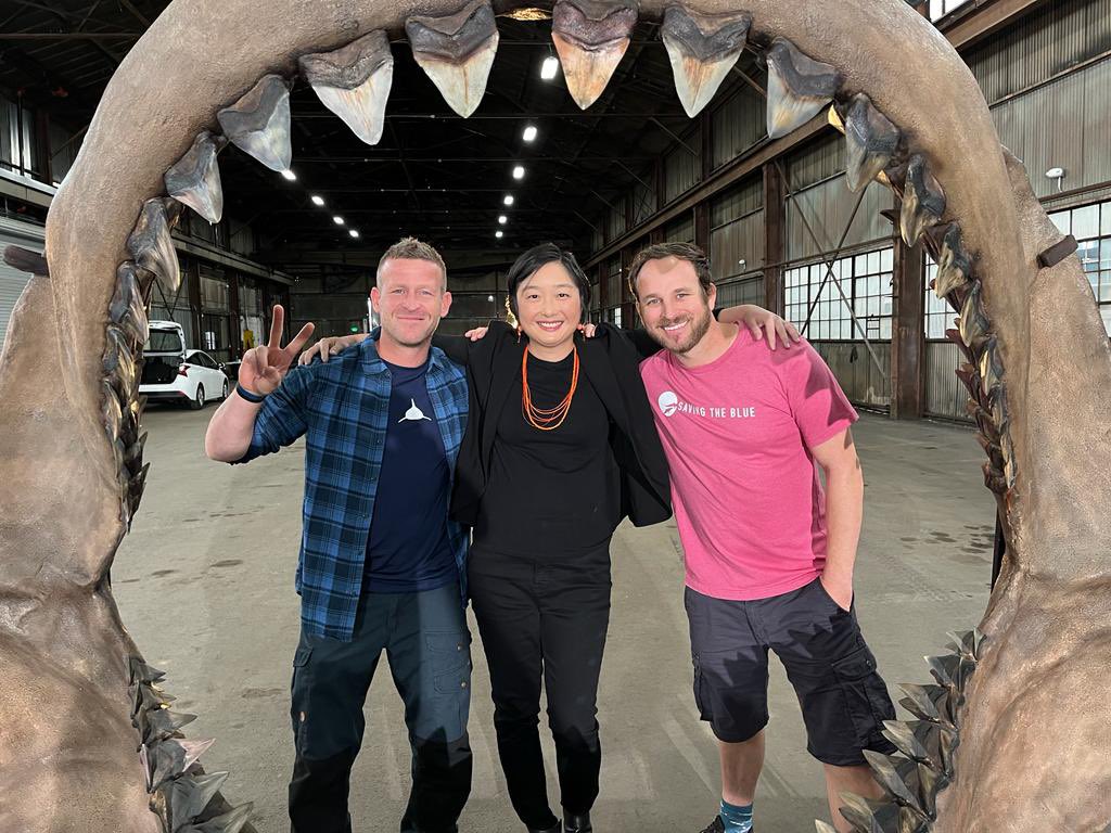 savingtheblue's tweet image. Who’s ready for JAWS vs MEG on #sharkweek?? Here’s a few behind the scene pics of our own @DrGuttridge 🦈 Pics: Hazmat Productions and @Discovery