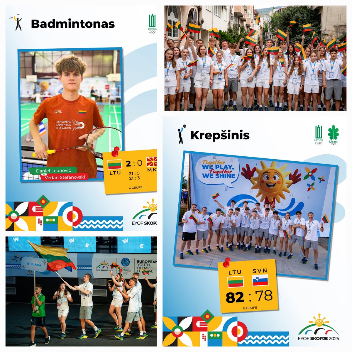 VilmaLTdiplomat's tweet image. Welcome LTTeam 🇱🇹 to #EYOF2025 in 🇲🇰 Skopje — where it's 40°C in the shade & the competition’s even hotter! 🔥☀️
Stay cool, smile wide, go brave! 💦🦁
#Skopje2025 #LTTeam