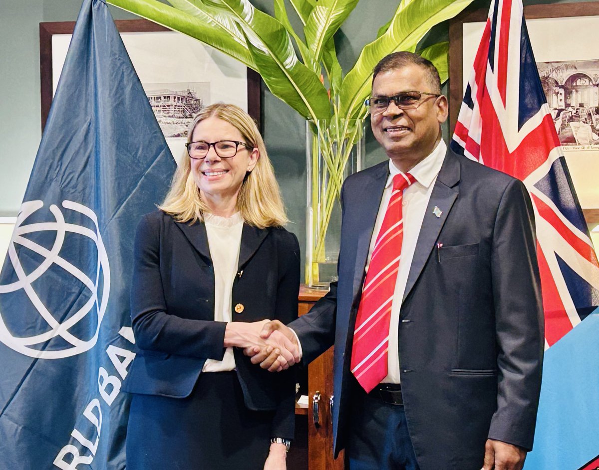 bimanprasad's tweet image. Productive breakfast meeting with World Bank Managing Director of Operations, Ms. Anna Bjerde, during her official visit to Fiji. We discussed development priorities, CWM health project, resilience building, and deepening our partnership to support Fiji’s growth. @WorldBank