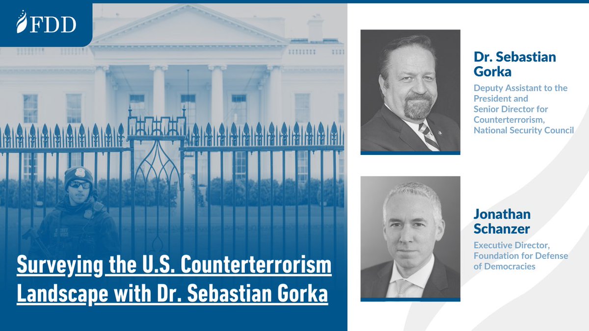 FDD's tweet image. The terrorism challenges facing U.S. are significant — and widening.
Join @JSchanzer and @SebGorka for a live conversation on how to confront today’s evolving threat landscape.
📅 More details here: fdd.org/events/2025/07…