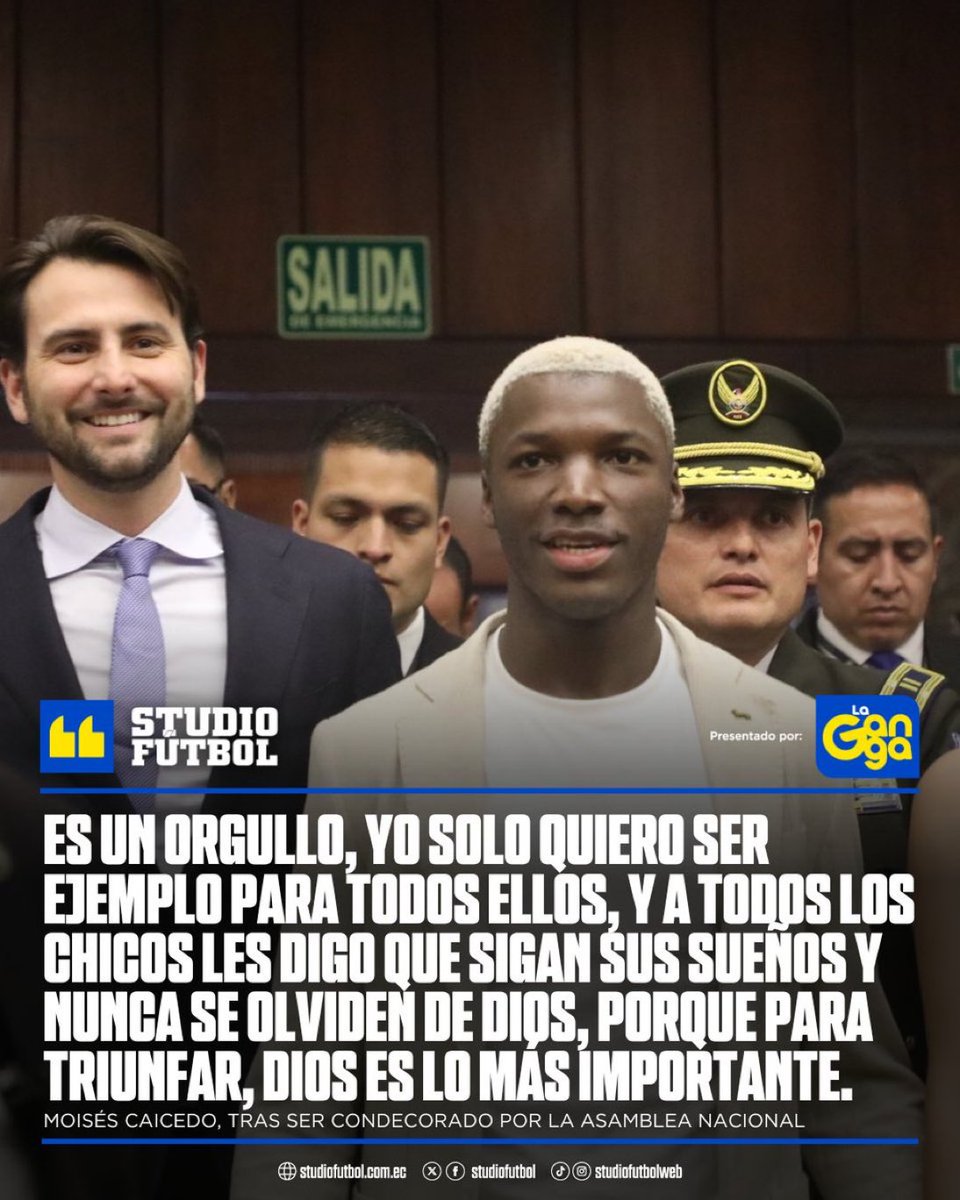 CFCEcuador25's tweet image. Moises Caicedo today.
"It feel proud, I just want to be an example for all of them, and I tell all the boys to follow their dreams and never forget God, because to succeed, God is the most important thing," after being decorated by the National Assembly of Ecuador.
#CFC