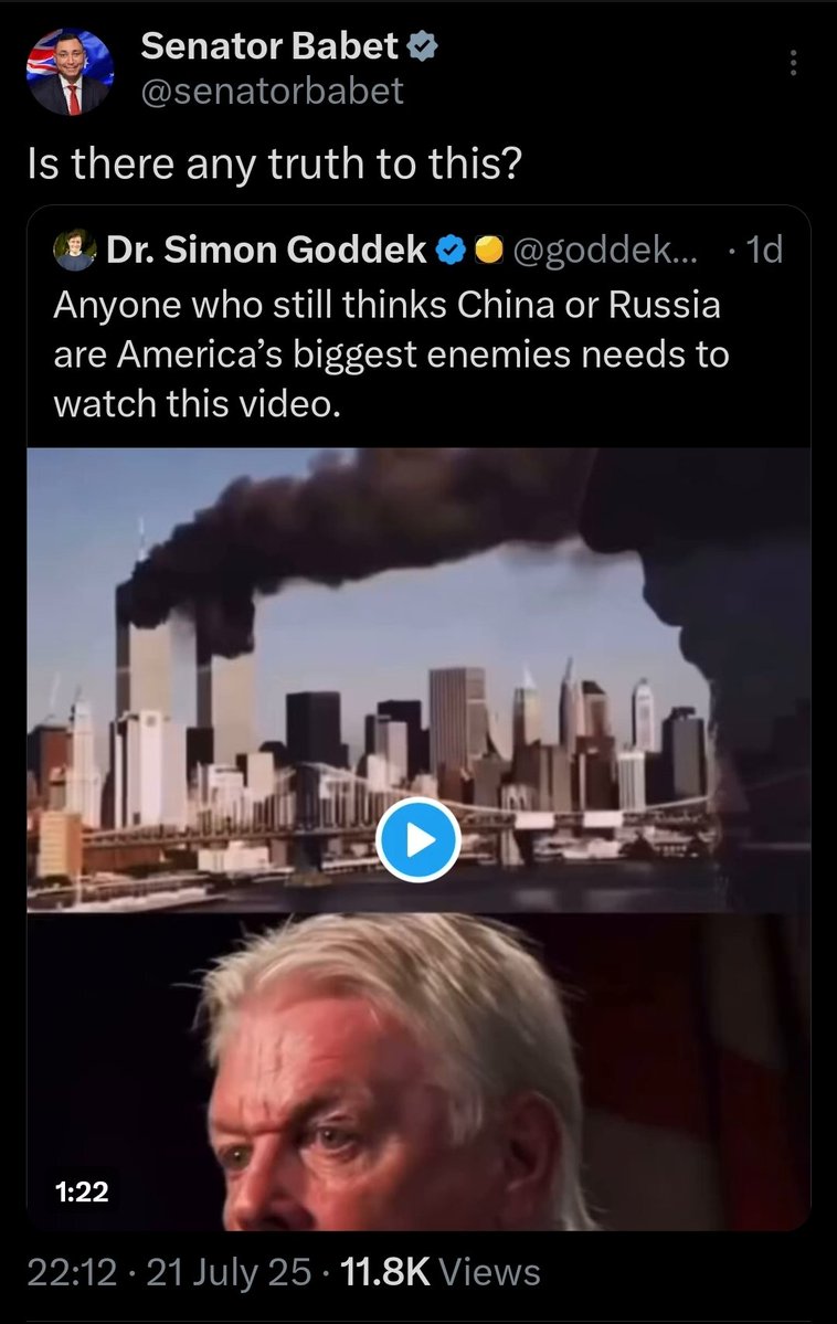 TheKennyDevine's tweet image. Babet now trying to tap into the lucrative 9/11 conspiracy market.
He's about to go full antisemite.