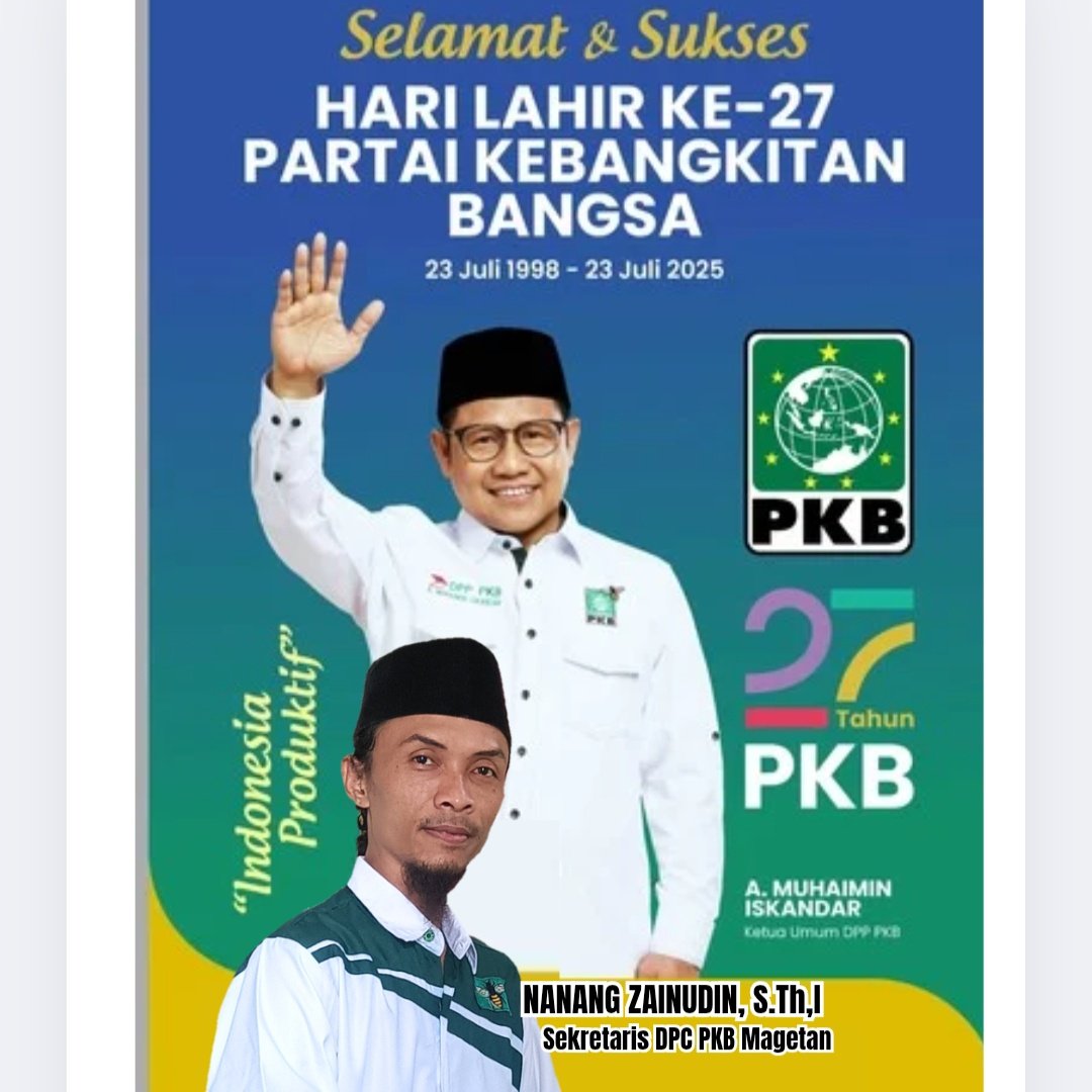 Partai Kebangkitan Bangsa (PKB) menggelar kegiatan pada puncak peringatan Hari Lahir ke-27 di JCC, Jakarta, Rabu, 23 Juli 2025. Selamat dan Sukses HARLAH PKB ke-27. Mari bersama wujudkan "Indonesia Produktif." #harlahpkb27 #partaikebangkitanbangsa #pkbmudamagetan #nanangzainudin