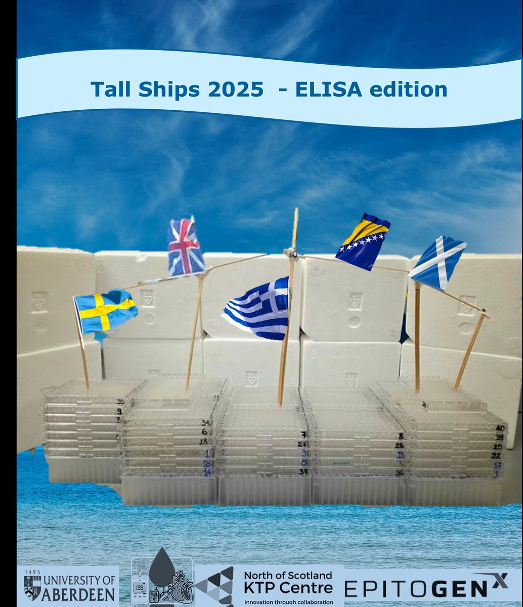 RodanthiZin's tweet image. 50 #Elisa plates tribute to
@TallShipsRaces ⛵️ smooth sailing towards the development 🙌🏻 of a #serology #diagnostic test for #T1D #Diabetes 💙🙌🏻
♥️ @aberdeenuni 🧡 @AberdeenCDC 💛 @mdelibeg 💜 @EpitogenX 💚 @ktpnorthscot