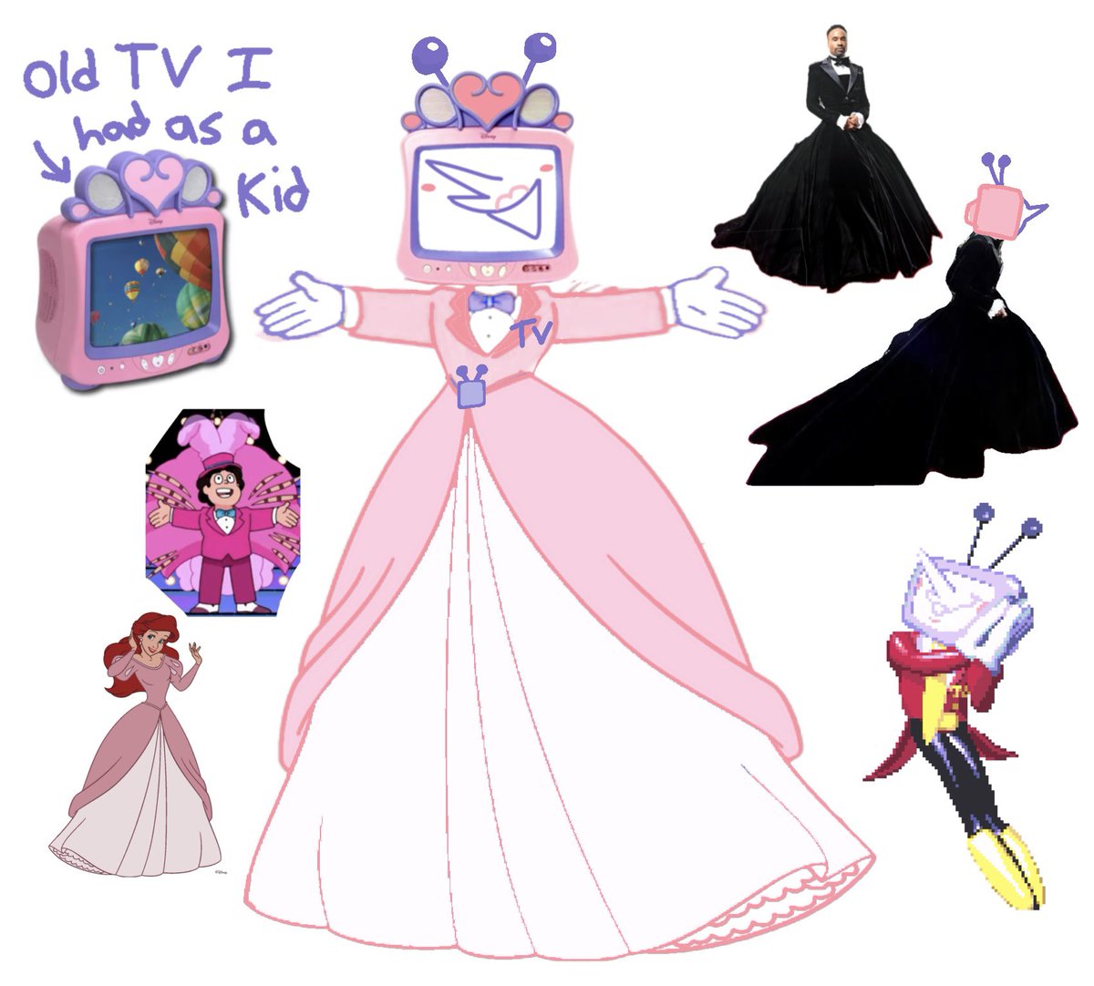 MilkinMicrowave's tweet image. had an idea to make a Tenna themed after my old pink princess CRT !!! 🎀👑📺