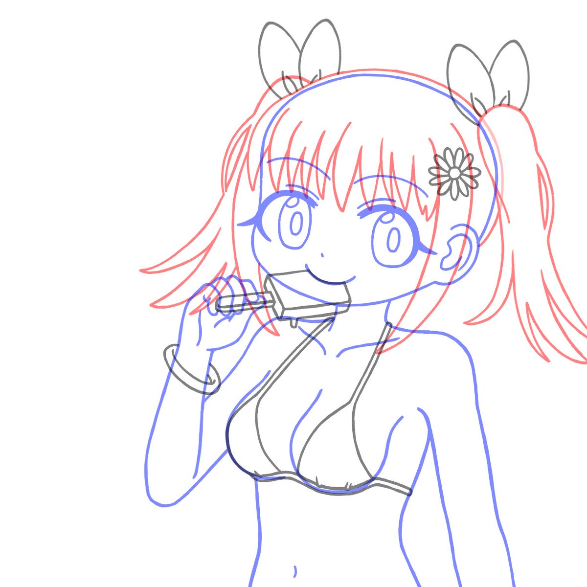chabo_2645's tweet image. おはようございます!
水着イラスト、ようやく下描きができました〜!
いくつかの構図案の中から1番シンプルでわかりやすいものにしました〜!
比較のために原案も添えておきます!
ゆっくり描いていきます〜!