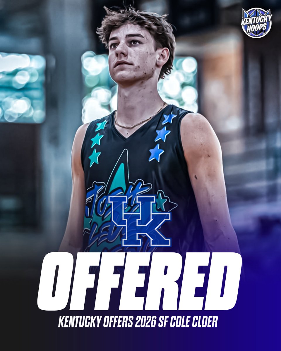 kentuckyhoopsig's tweet image. Mark Pope and the Kentucky coaching staff have offered 2026 four-star Cole Cloer! 😼
Cam is a 6-7 Small Forward and recently announced he will be transferring to IMG Academy in Florida! 🏝️💙