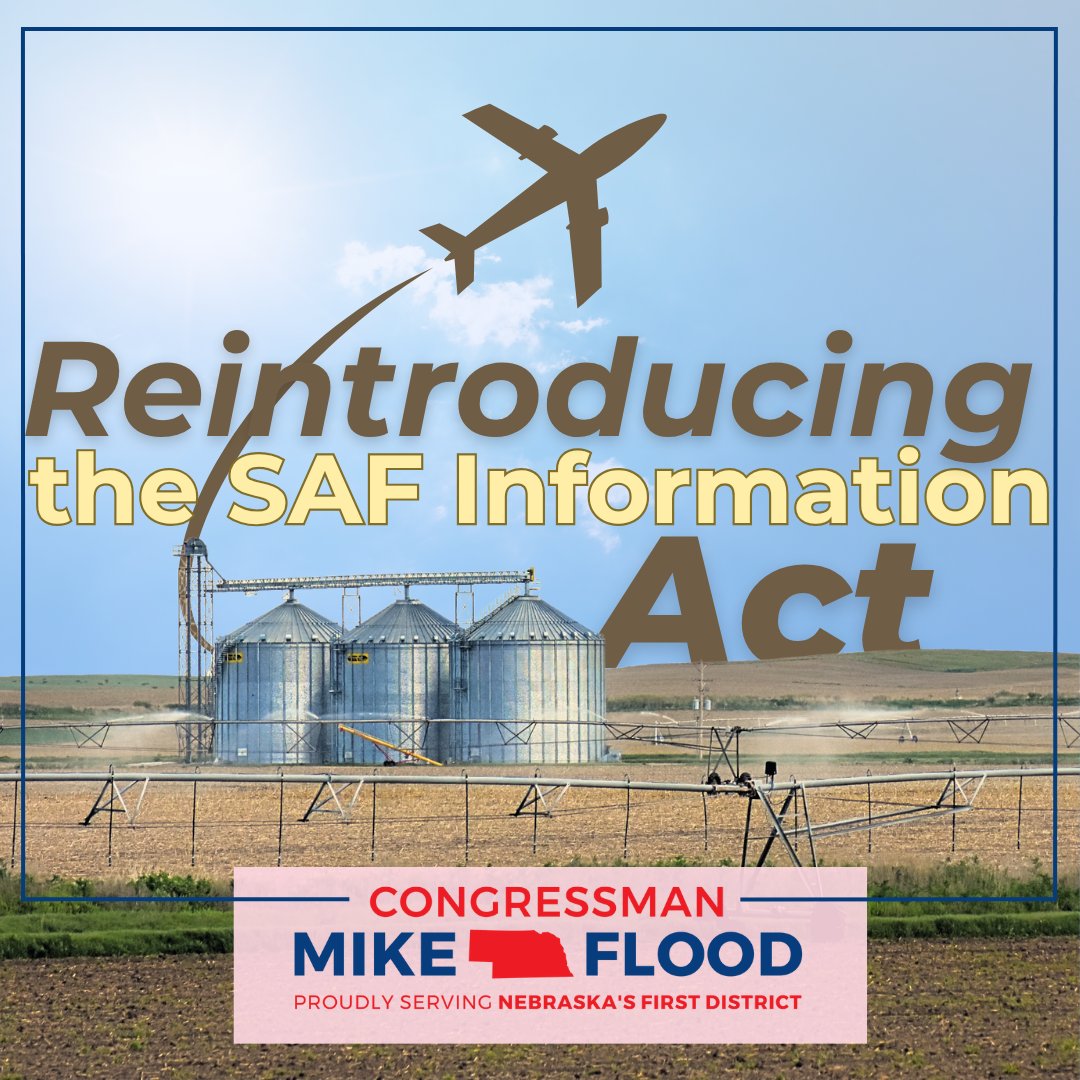 USRepMikeFlood's tweet image. “Nebraska remains a national leader in biofuel production... SAF represents just one of many promising ways to grow the biofuels sector and boost our rural communities."
More about my new bipartisan, commonsense bill promoting SAF development 👉 bit.ly/3IUkKIu