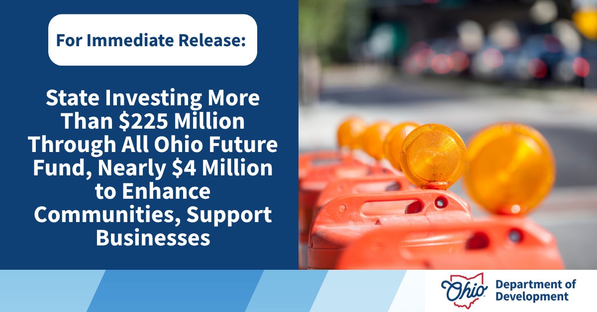 OhioDevelopment's tweet image. Just Announced: the release of more than $225 million through a transformational program designed to attract economic development projects, and nearly $4 million through three programs that will enhance communities and support business growth.
Read More: bit.ly/3IV2n6d