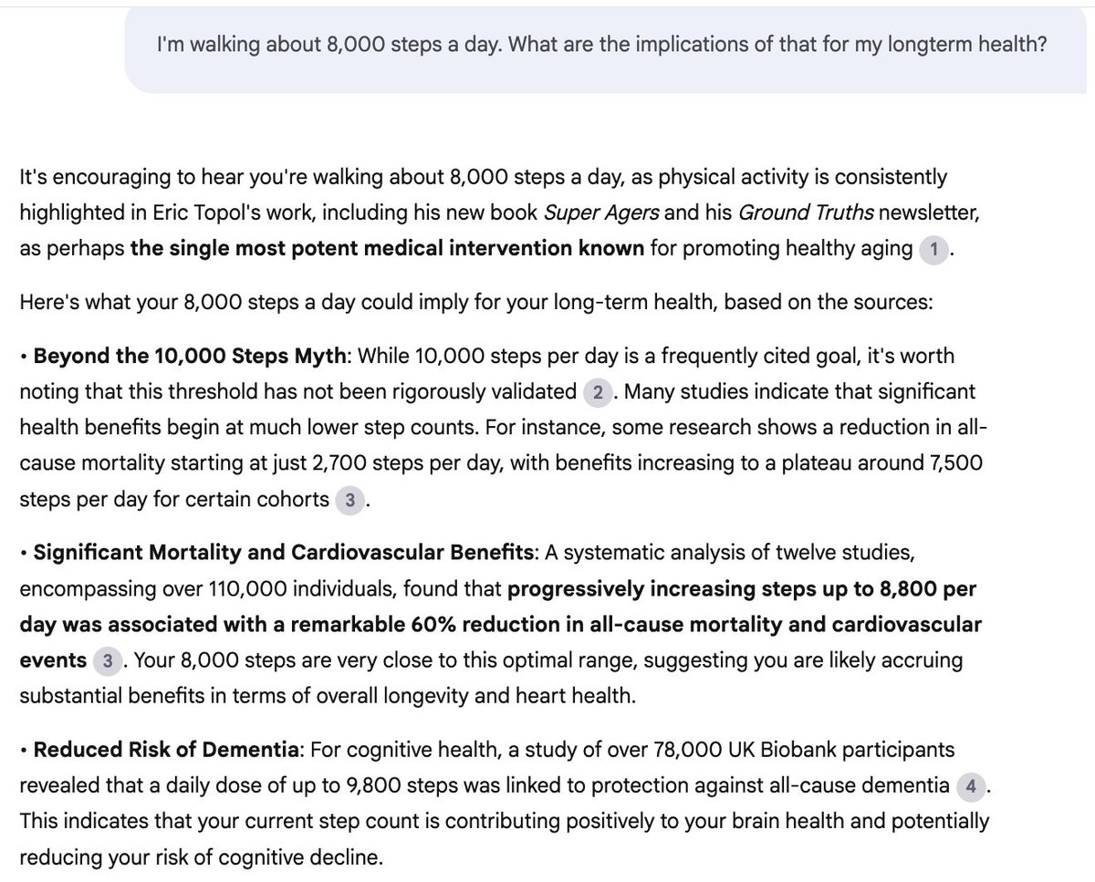 Steven Johnson (@stevenbjohnson) on Twitter photo Our new Featured Notebooks at <a href="/NotebookLM/">NotebookLM</a> give you the wisdom of legendary scientists like <a href="/EricTopol/">Eric Topol</a> on tap, with science-backed advice that can help you extend your healthspan. It's so cool to get personalized answers like this one, all based on Topol's new book Super Agers. Our new Featured Notebooks at <a href="/NotebookLM/">NotebookLM</a> give you the wisdom of legendary scientists like <a href="/EricTopol/">Eric Topol</a> on tap, with science-backed advice that can help you extend your healthspan. It's so cool to get personalized answers like this one, all based on Topol's new book Super Agers.