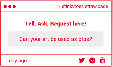 ImStinkyToes's tweet photo. Yes, absolutely! I don't mind it one bit, and no need to credit me, just don't claim it as yours, ty for the question! ^^ https://t.co/0N0SA5R3P3