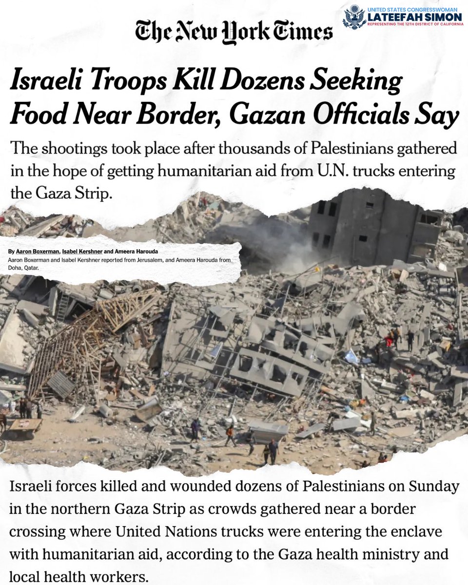 RepLSimon's tweet image. This news is truly, utterly heartbreaking.
Any violence involving civilians seeking humanitarian aid is completely unacceptable – and in violation of international humanitarian law.
The weaponization of food against civilians – in addition to restricting or preventing…