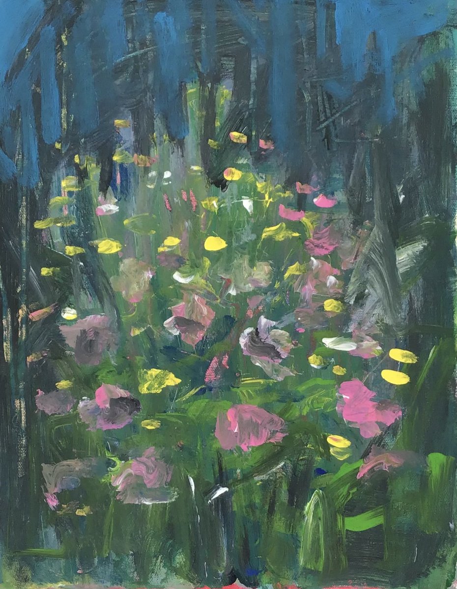 Garden with woods 11x14 acrylic