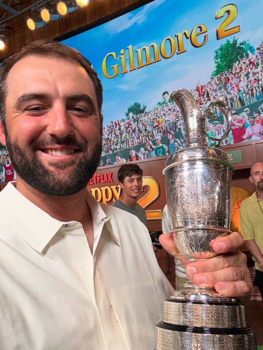 PGATOUR's tweet image. The Claret Jug has made its way to the Happy Gilmore 2 premiere π¬