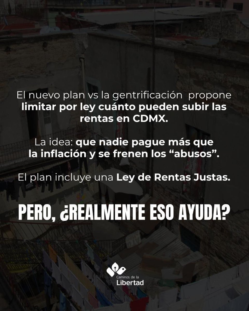cam_lib's tweet image. ¿Controlar precios para frenar la gentrificación? Suena justo… hasta que entiendes que:
– Le quitas al dueño el derecho a decidir
– Alquilas a fuerza
– Limitas su propiedad
¿Y quién decide qué es “justo”?
¿El gobierno? ¿Un burócrata?
Lo justo es que las personas decidan…