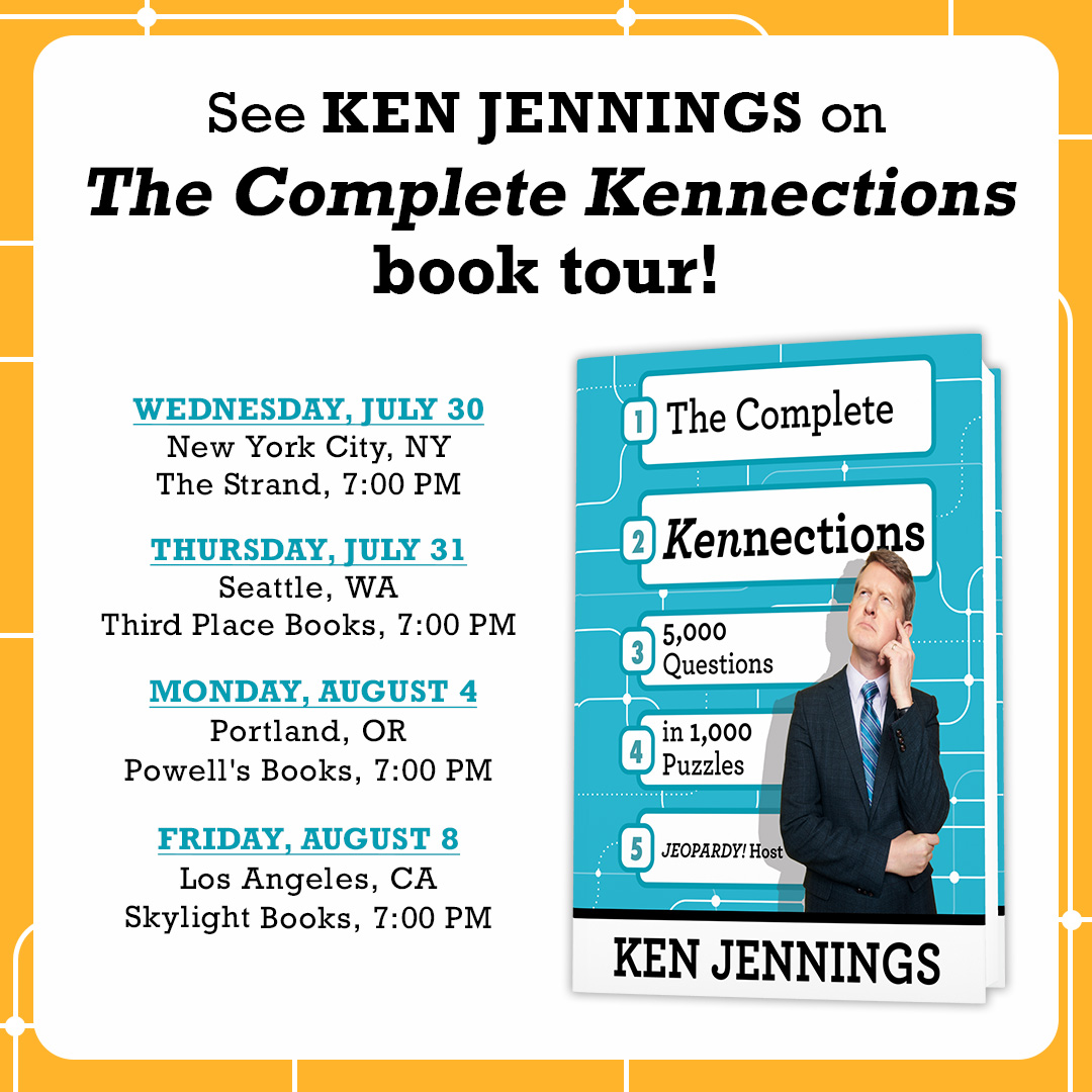 ScribnerBooks's tweet image. Catch Ken Jennings on tour for The Complete Kennections: 5,000 Questions in 1,000 Puzzles
bit.ly/4e9onWM