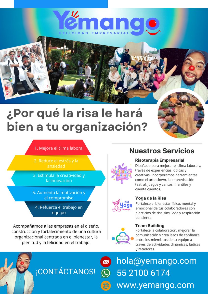 AaronRuizro's tweet photo. 🌟 Transforma tu empresa en un lugar donde todos quieran estar 🌟

¿Sabías que la felicidad en el trabajo no es un lujo, sino una estrategia?

hola@yemango.com

#FelicidadOrganizacional #BienestarLaboral #TeamBuilding #RisoterapiaEmpresarial #CulturaPositiva #ClimaLaboral https://t.co/PewXS0EBvc