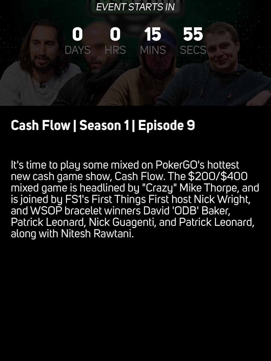 RealCrazyMike's tweet photo. Watch me on PokerGo in 15 minutes! https://t.co/pfkegnjdH3