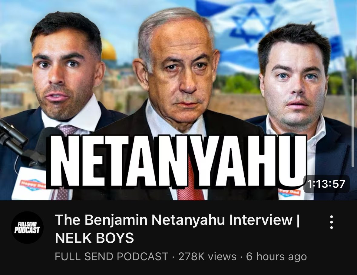 Buckingham_Show's tweet image. OH YEAH bro epic Nelk x Netanyahu collab!! Total “Full Send” bro!! Ay shoutout Epstein too right kyle?? Totally chill pod, gonna crush some brews, kill some kids and raise taxes lets gooo! Do it for the boys!! Hopefully i’ll be sending myself off a skyscraper here pretty soon!!