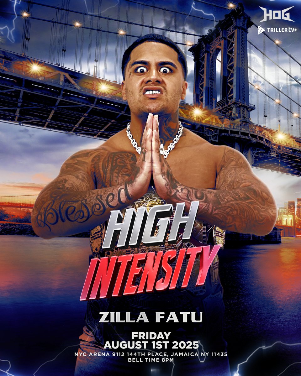 HOGwrestling's tweet image. The HOG Crown Jewel Champion @Zillafatu returns to the NYC Arena on Friday August 1st at #HighIntensity !
Get your tickets now! ⬇️
tickettailor.com/events/houseof…