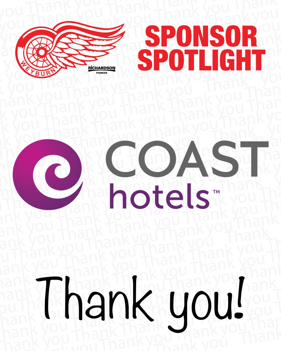 weyburnredwings's tweet image. 🌟 @coasthotels 🌟
#WeyburnRedWings #SJHL #Sponsor