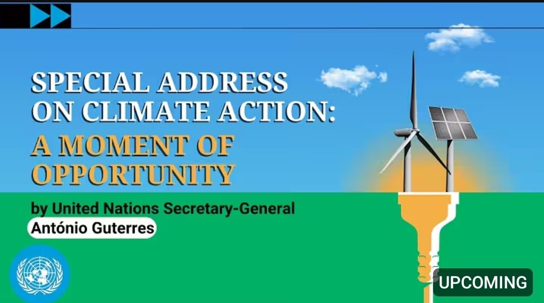 "A Moment of Opportunity": Special Address on Climate Action outlining the economic opportunity of the energy transition. by <a href="/UN/">United Nations</a> Secretary-General <a href="/antonioguterres/">António Guterres</a>
Statly tuned 🌎 22 Jul 2025

youtube.com/live/4yYpxMiMH…