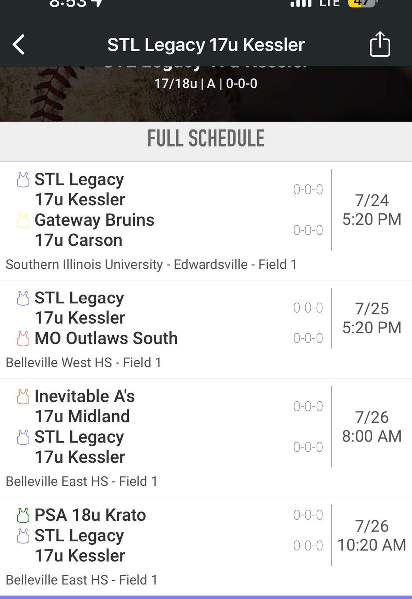 Done with PG tournaments for the summer. Stats below, hit extremely well over 16 games, only struck out 3 times over that timespan. Caught well too. Schedule for final weekend also posted below.
<a href="/SageMcMinn/">Sage McMinn</a>