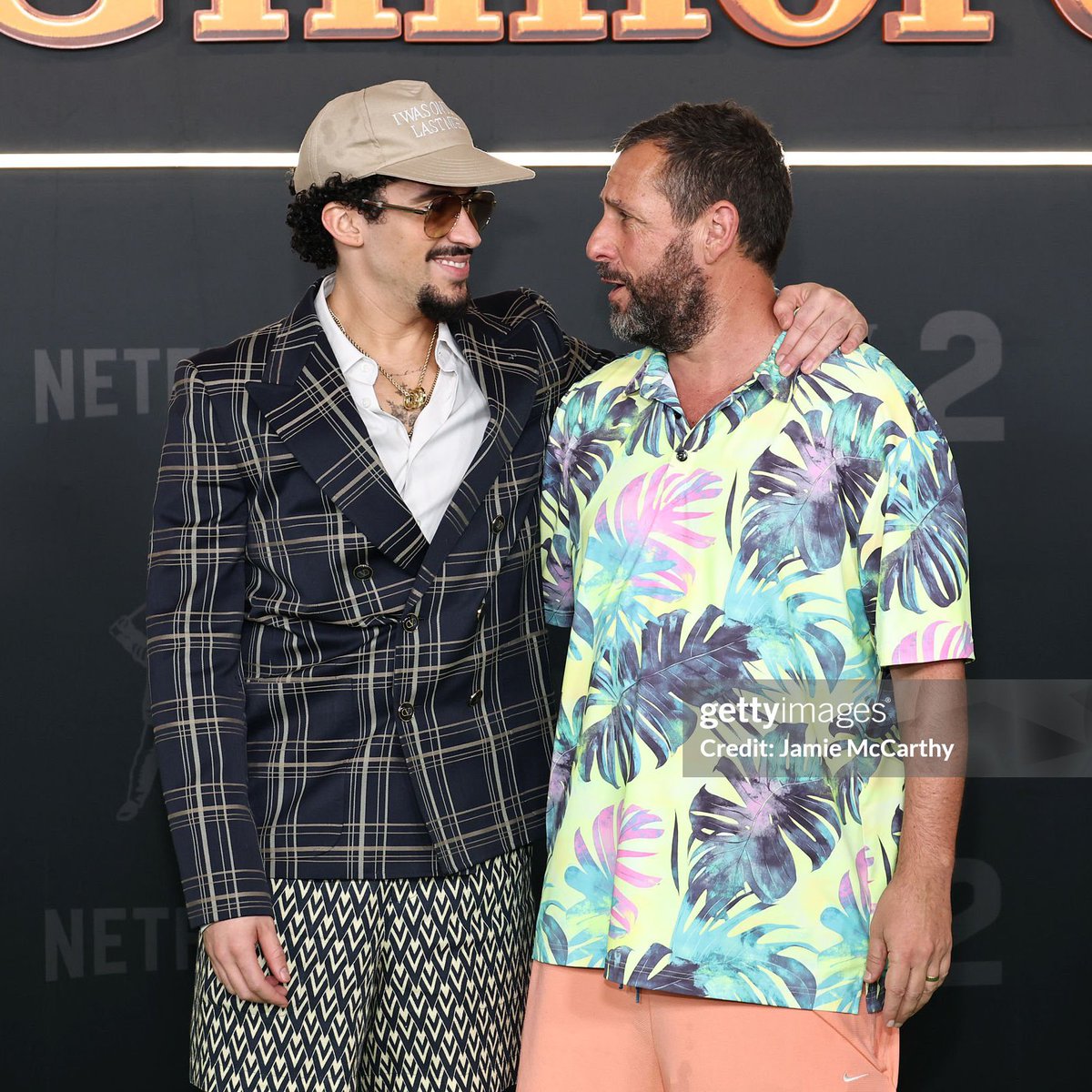 AccessBadBunny's tweet image. Bad Bunny with Adam Sandler at the “Happy Gilmore 2” premiere in New York. ⛳️🍿