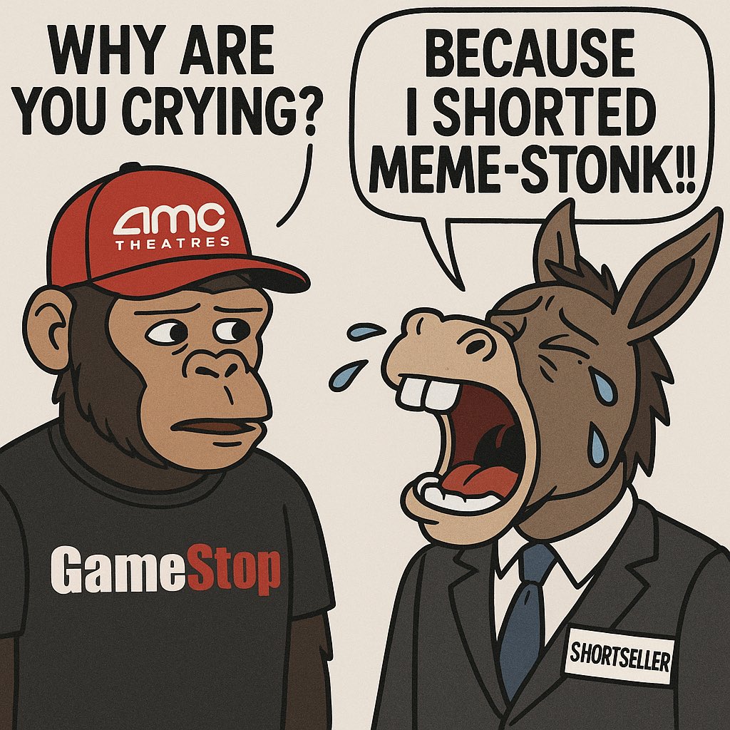 StonksBatman's tweet image. Don’t look for excuses on why $GME or $AMC been poppin slightly recently.
The real reason:
Over-leveraged donkey shorts.