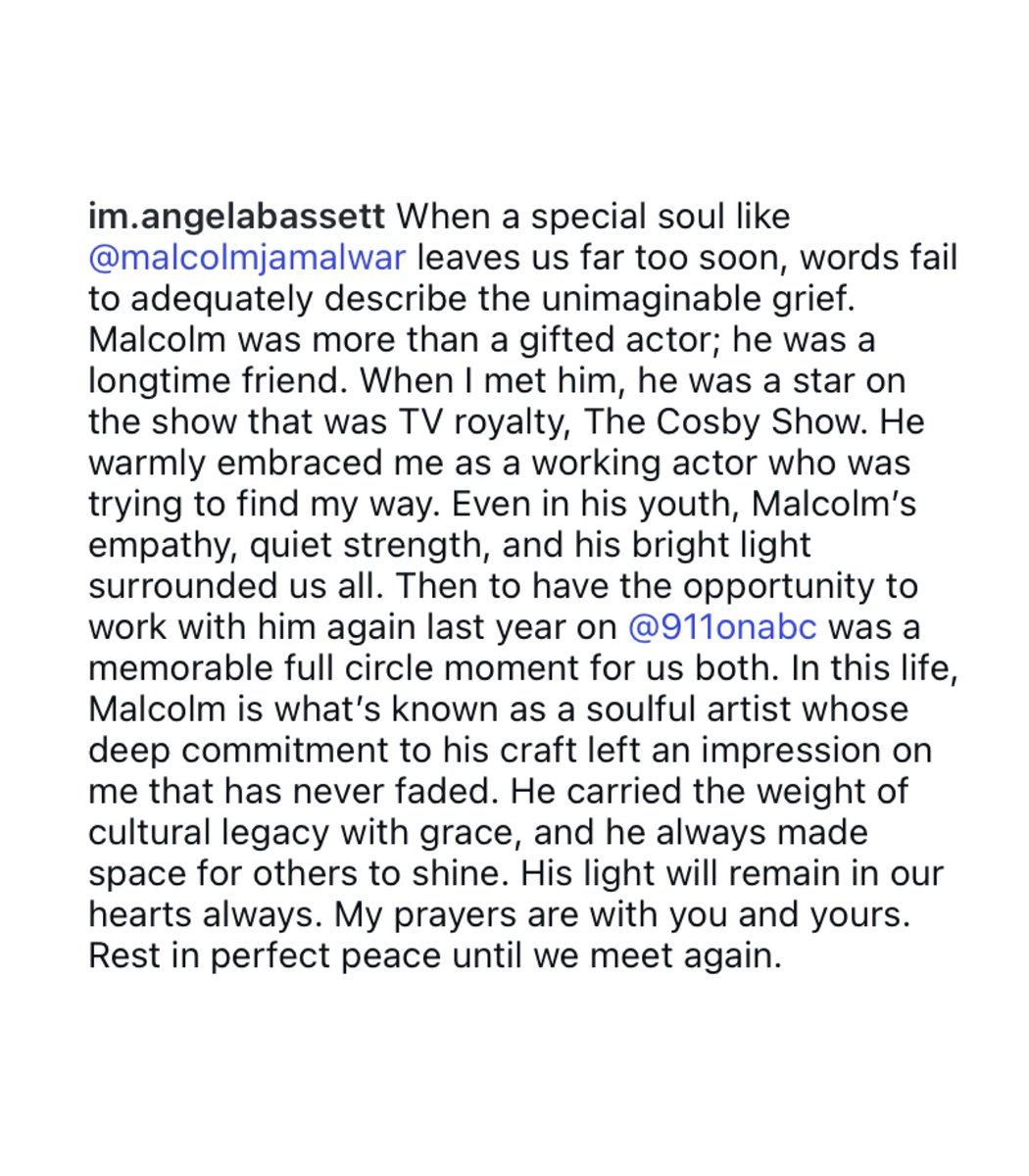 AHSZone's tweet image. Angela Bassett issues an emotional statement following the tragic death of her “American Horror Story: Freak Show” and “9-1-1” co-star Malcolm-Jamal Warner.