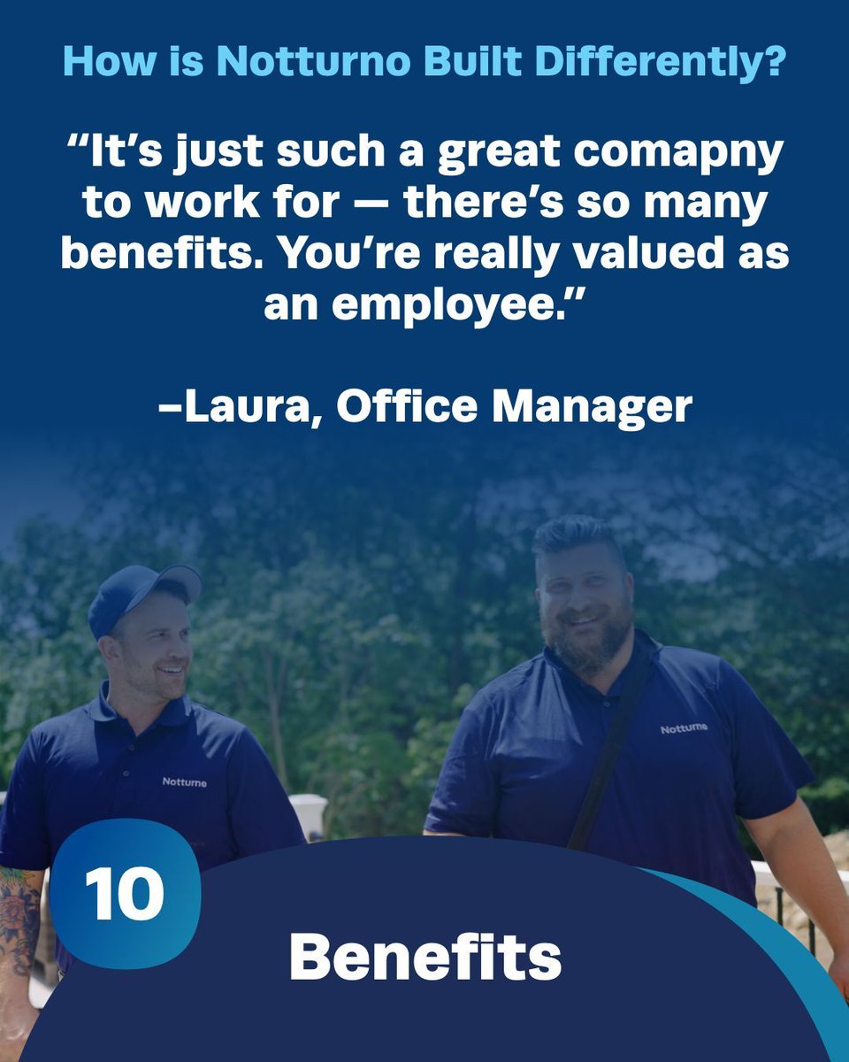 NotturnoHome's tweet image. From great benefits to a collaborative work environment that lets you get home in time for dinner, hear why these employees work at Notturno Home Services.

To join the team, visit notturnohome.com/careers/ to explore our open positions.

#CompleteHomeComfortCompany