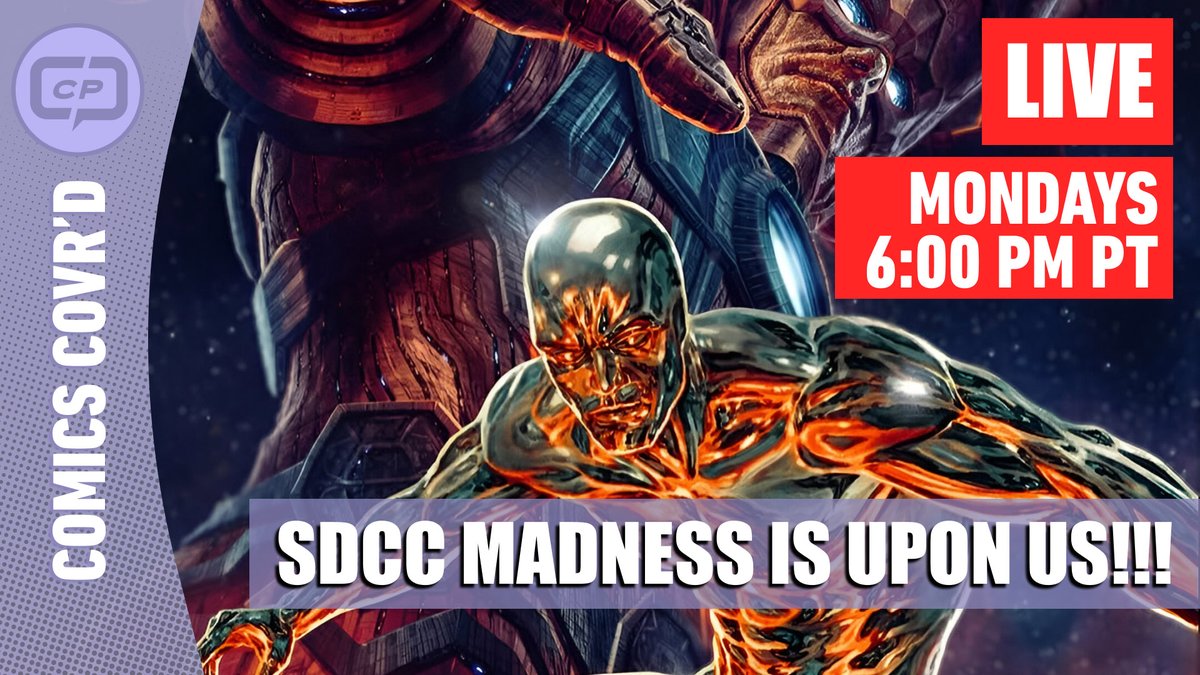 covrprice's tweet image. We’re live on YouTube this evening at 6:00pm PT with ComicsCovr'd Episode 055! SDCC is upon us, what are we looking forward to and what will WE be up to at the show?! #Livestreams
LINK: youtube.com/watch?v=Lm-P9Z…