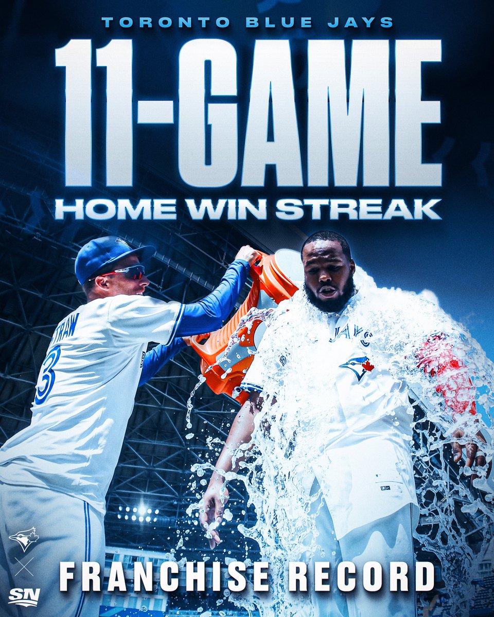 Sportsnet (@sportsnet) on Twitter photo HOME SWEET HISTORY 🏠
The <a href="/BlueJays/">Toronto Blue Jays</a> set a new franchise record with 11 straight wins at Rogers Centre 🔥 HOME SWEET HISTORY 🏠
The <a href="/BlueJays/">Toronto Blue Jays</a> set a new franchise record with 11 straight wins at Rogers Centre 🔥