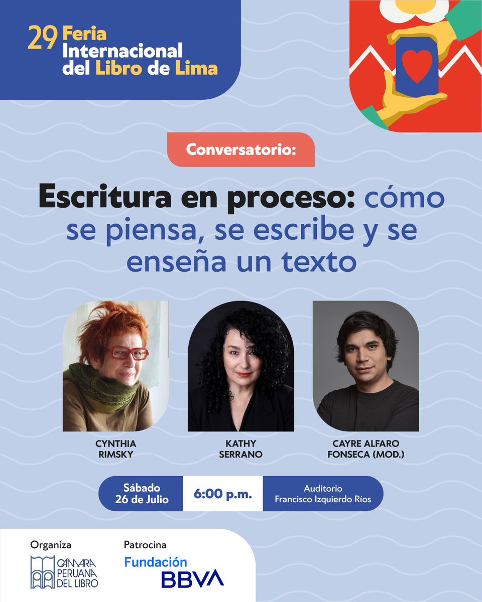 FILLima2025's tweet image. ✍️ Tres autoras abren sus cuadernos de trabajo para compartir cómo nace y se construye una obra literaria.
🗓️ Sábado 26 de julio – 6:00 p.m.
📍 Auditorio Francisco Izquierdo Ríos
🎟️ teleticket.com.pe/fil-lima-2025
Aforo limitado. Actividades sujetas a cambios.