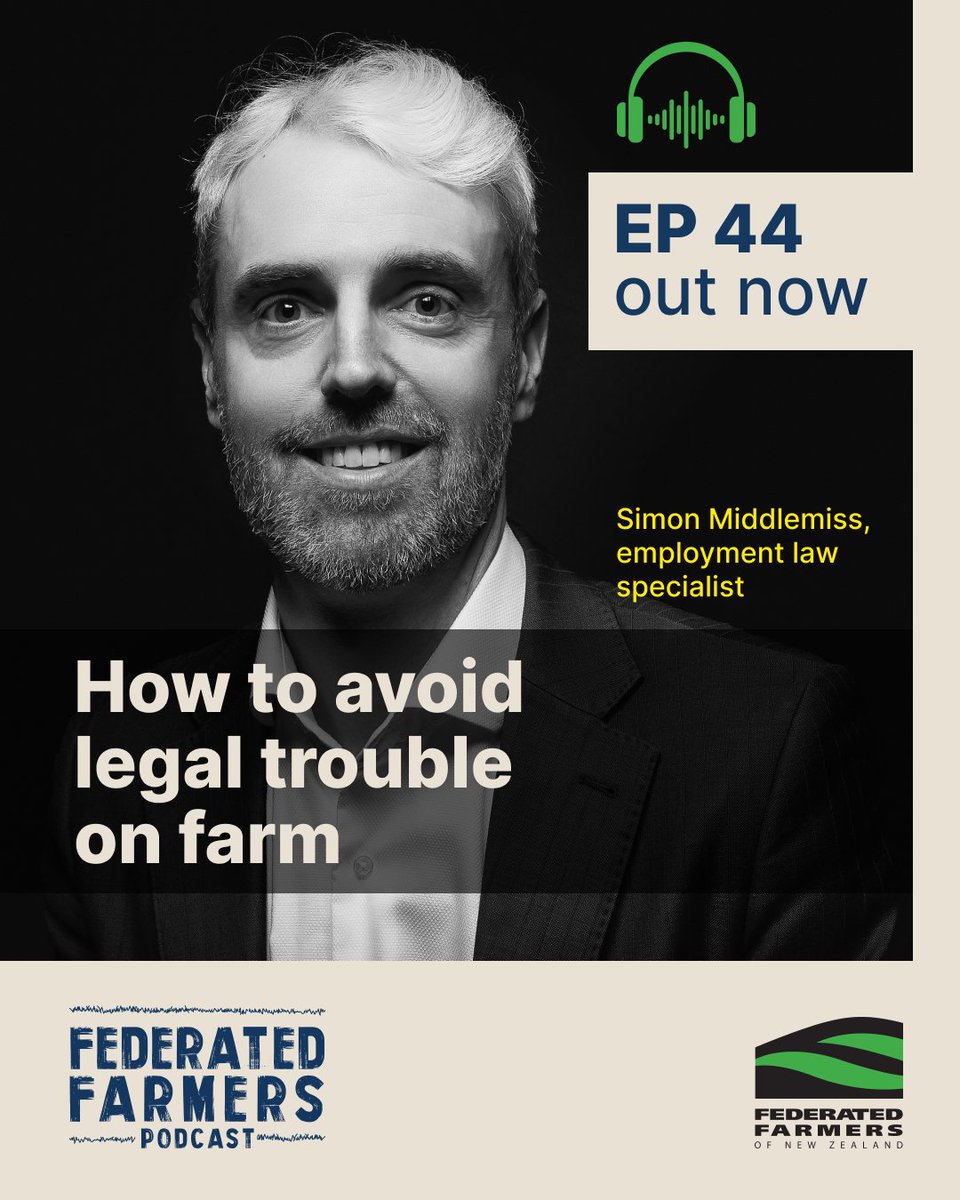 FedFarmers's tweet image. 🎧 EP 44 out now with employment law specialist Simon Middlemiss.
How to avoid legal trouble on farm
LISTEN NOW👂
On Spotify: bit.ly/4fafb52
On Apple Podcasts: apple.co/4f10L7d