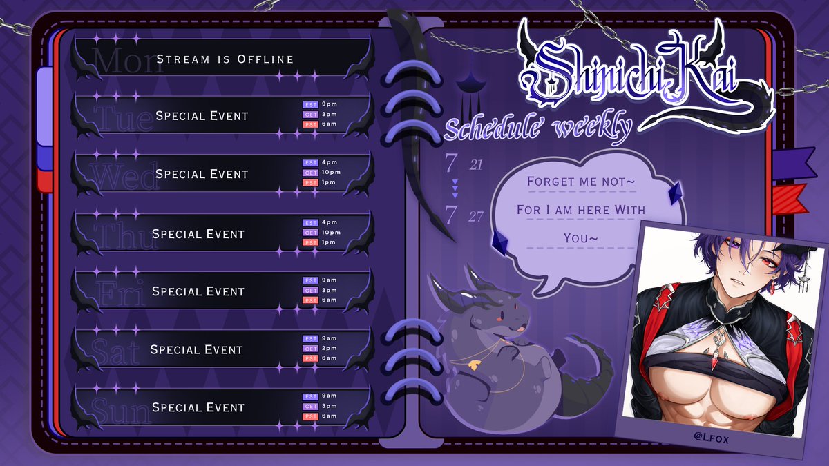 ShinichiKaiVT's tweet image. Thankies for waiting here is this weeks schedule~