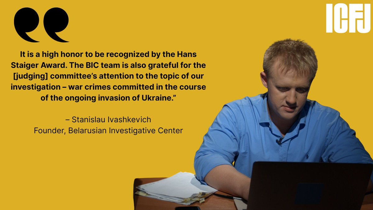 ICFJ's tweet image. Stanislau Ivashkevich is the 2025 recipient of our Hans Staiger Award, which supports investigative journalism within the @OCCRP network. He led a collaborative investigation that identified nearly 1,000 Russian soldiers, some linked to alleged war crimes, who were secretly…