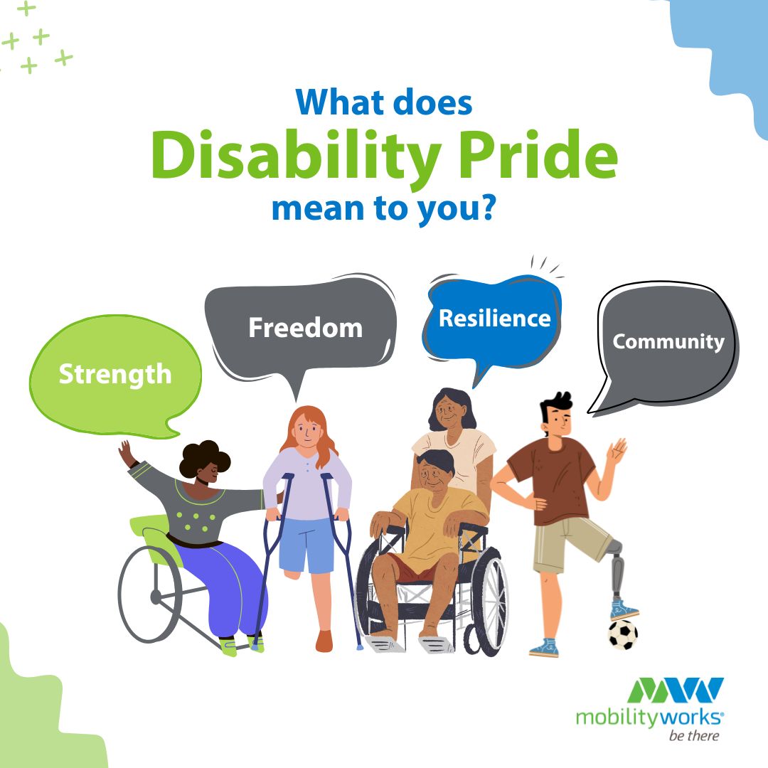 mobilityworks's tweet image. What’s one word that captures Disability Pride for you?

💬 Drop it below.
♿ Let’s celebrate the voices &amp;amp; pride of the disability community all month long.

#DisabilityPride #DisabilityPrideMonth #DisabilityTwitter #MobilityMatters #MobilityWorks