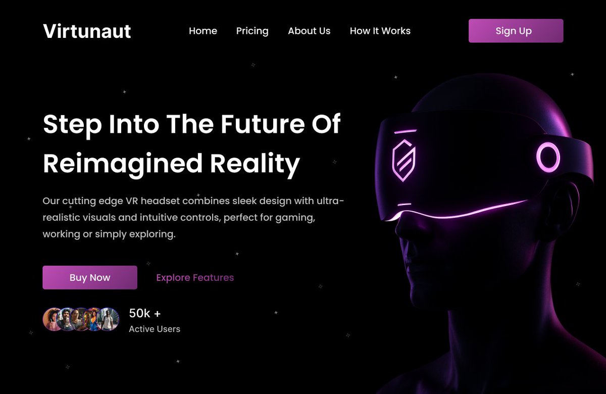 HildaDuru's tweet photo. Just designed a hero section for a website selling VR headsets ๐พ
Neon glows, deep blacks, and pure immersive vibes. One scroll and youโre in the multiverse ๐
#UIUX #DesignTwitter #WebGlowUp #FuturisticDesign #VRHeadset #WebDesign #TechDesign https://t.co/3pD1nYvQWt