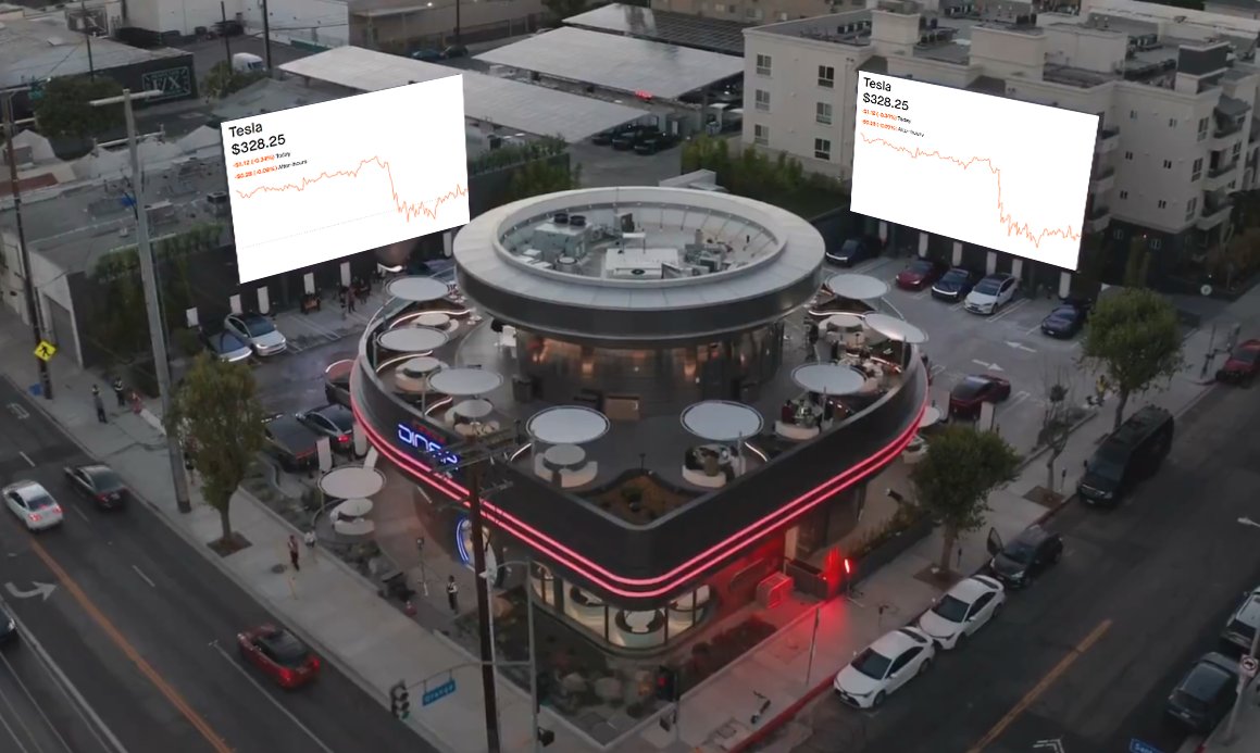 TSLAshareholder's tweet image. tesla should put the stock chart up on the diner screens so employees know to work a little harder if they see the price going down.