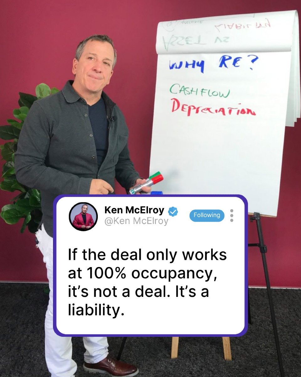 If your deal breaks with one vacant unit, you didn’t buy an asset you bought a liability.

Real estate isn’t about perfection. It’s about performance under pressure. The best deals still cash flow at 80 to 90% occupancy. That’s how professionals underwrite with buffers, not blind