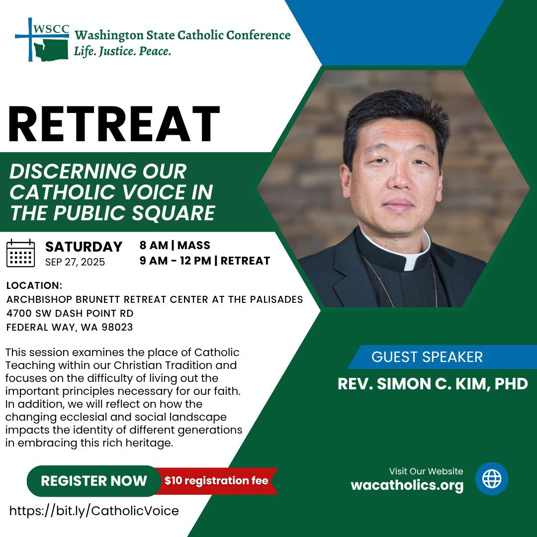 WACatholics's tweet image. 📢 Upcoming Events from WSCC
From workers’ rights to migration to Catholic identity in public life—join us for these upcoming opportunities to live your faith through advocacy and reflection.
Details in the thread below ⬇️
#FaithInAction #WSCC