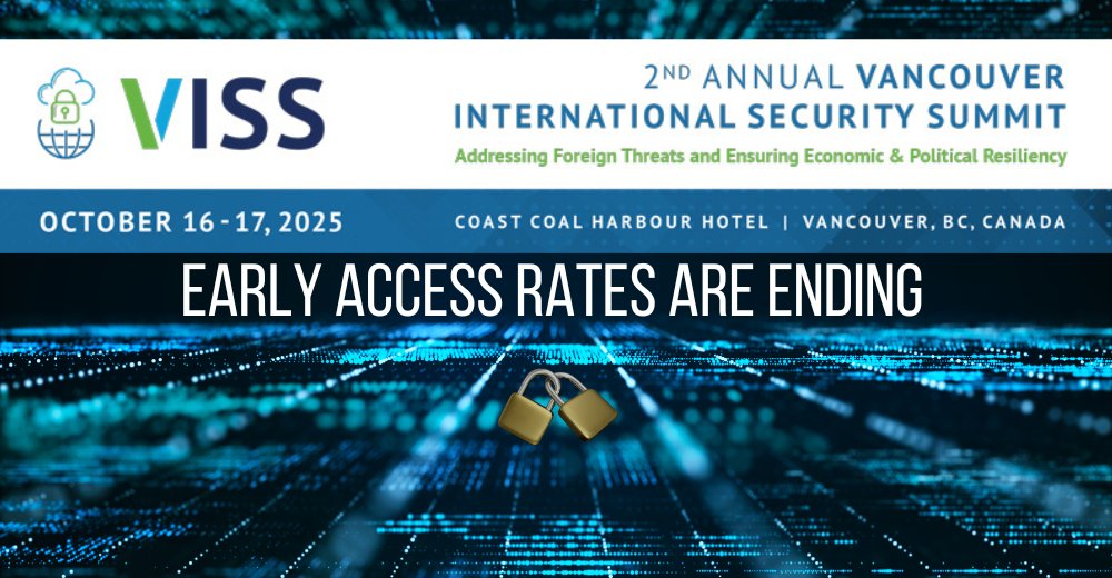⏳ 6 Days to Go! Are you ready to be part of the conversation shaping Canada’s future?

#VISSummit - Canada’s premier event on political and economic resilience - is happening this October in Vancouver. Early access rates end July 31st🔗 vissummit.ca

#NationalSecurity