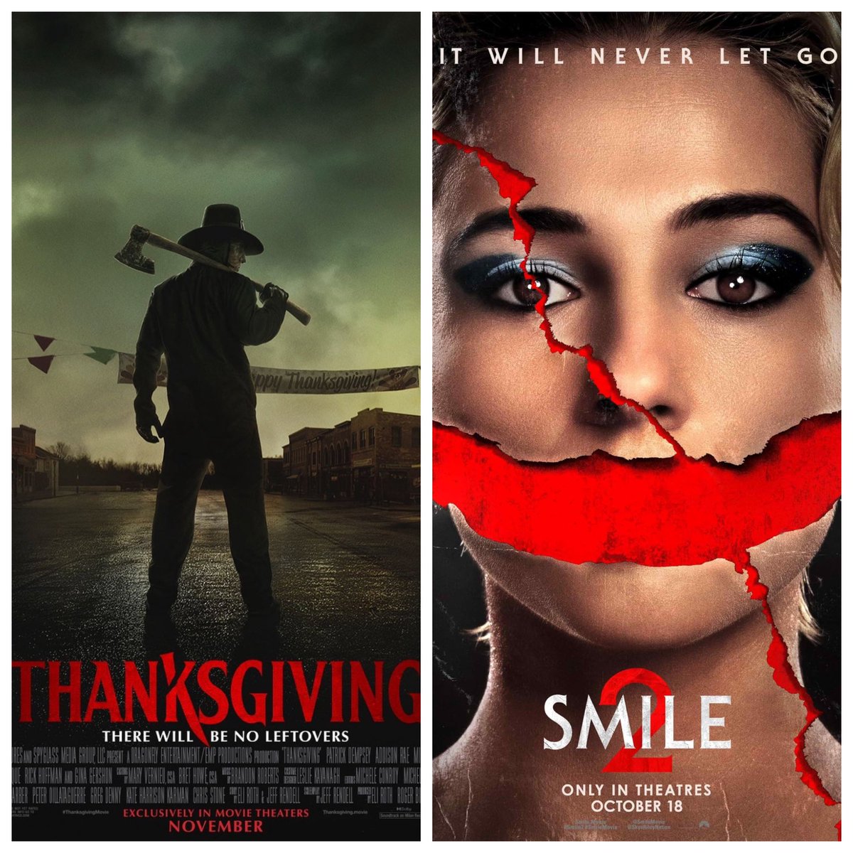 Which film would you rather watch? 👀🤔

-Thanksgiving (2023)

-Smile 2 (2024)