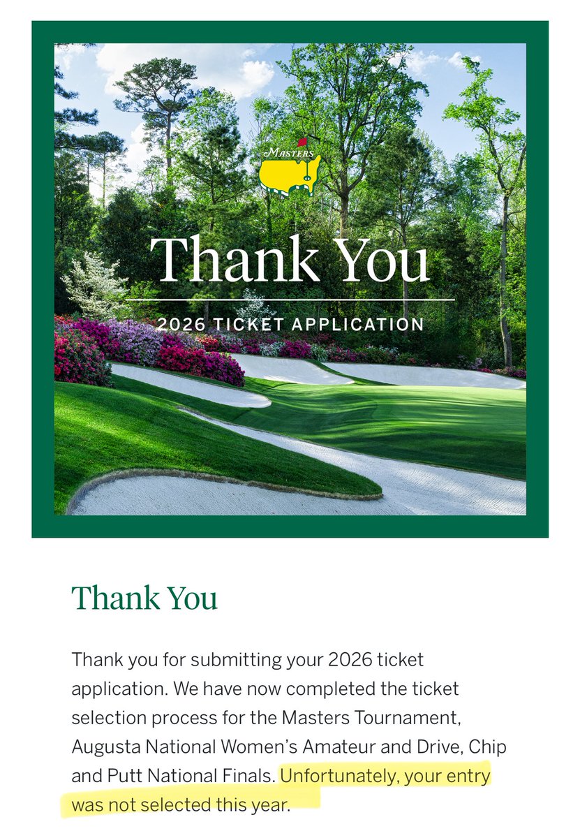 JonnyRoot_'s tweet image. Another year. Another Master’s ticket L…
Hope I win this lottery once before I die.