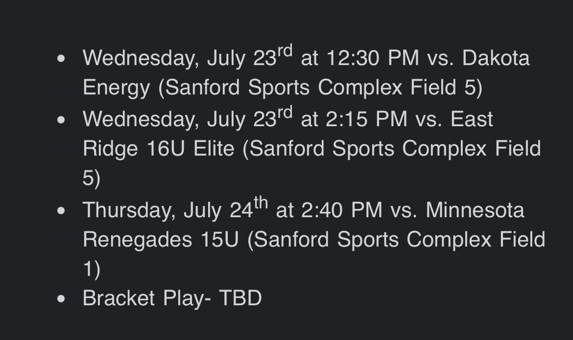 We have our last tournament this weekend at the Ringneck Invitational in Sioux Falls, SD. Here is our schedule