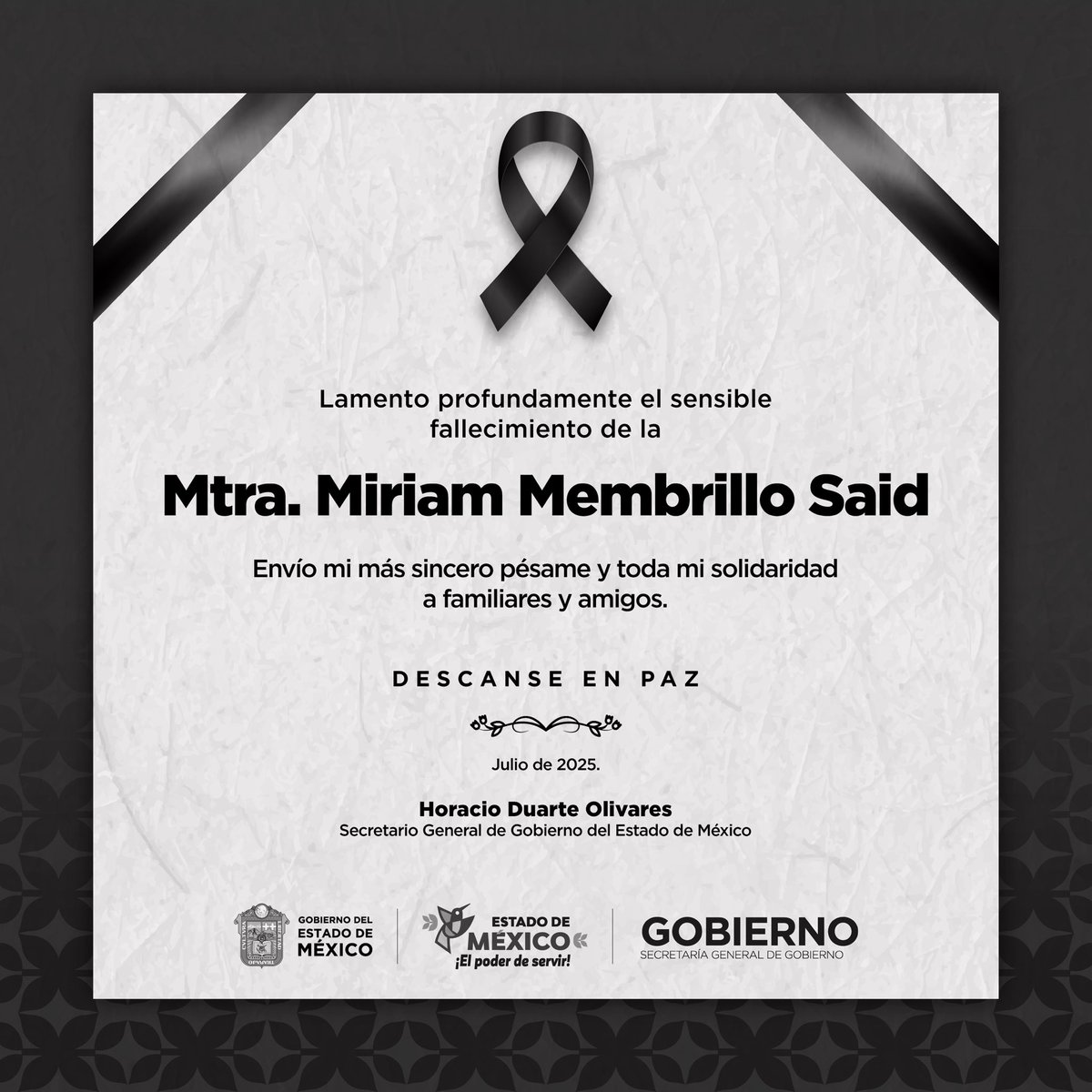 Mi más sincero pésame y mi solidaridad a familiares y amigos de la querida Maestra Miriam Membrillo Said, distinguida texcocana. 

Descanse en paz.